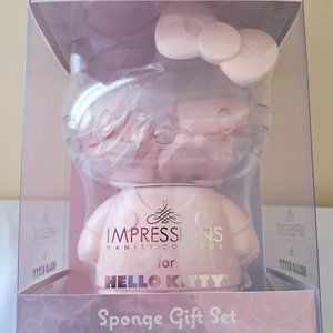 Hello Kitty Impressions  Make up Sponge Gift Set w/ Container. Doll Matte Pink